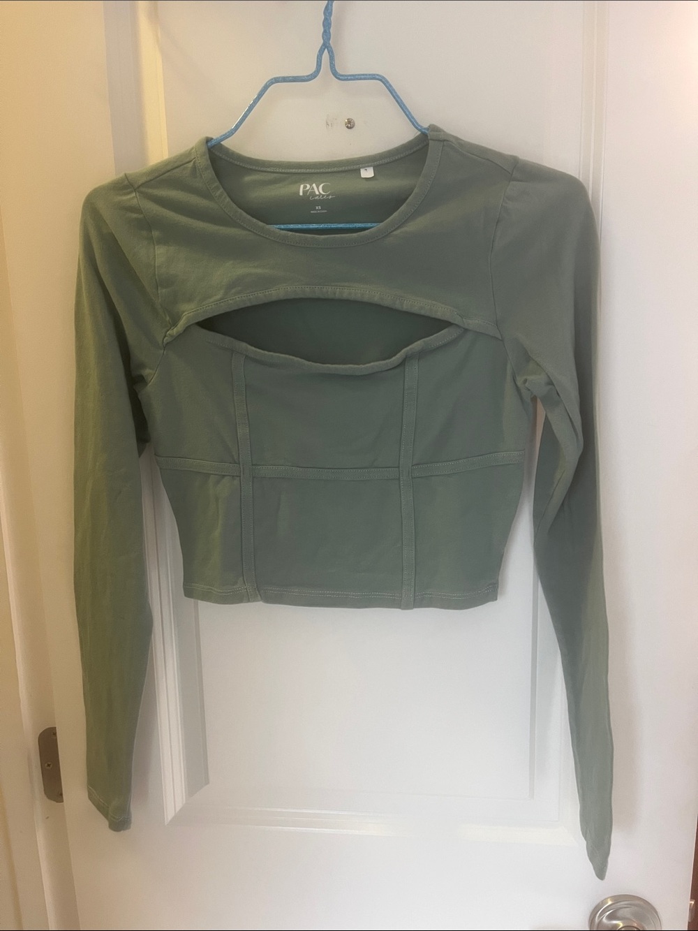 PacSun Olive Green Long Sleeve Cutout Crop Top